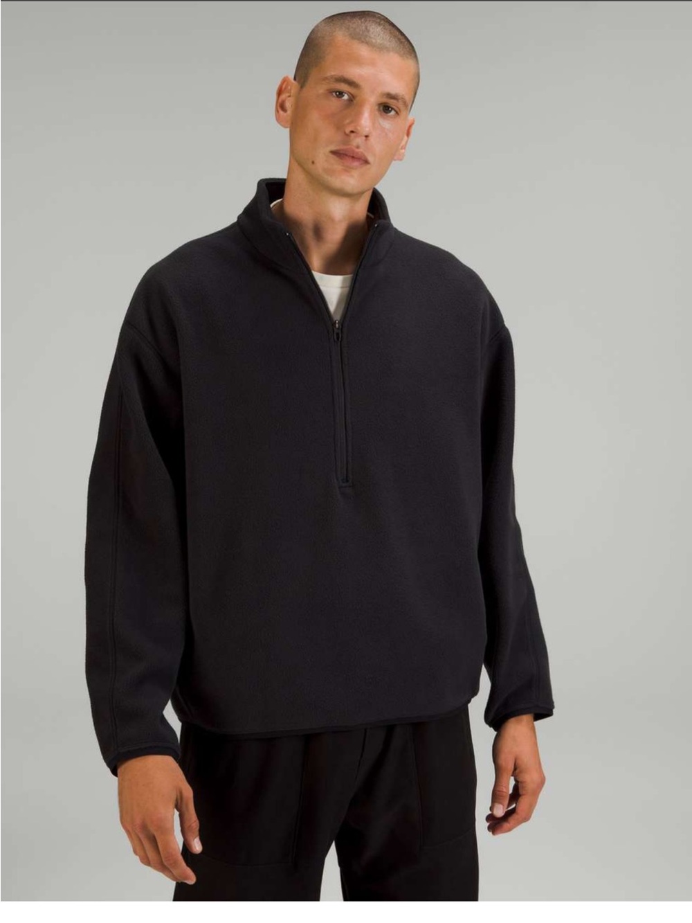 Lululemon Oversized-Fit Fleece Half Zip Pullover Sweater in Black size Med